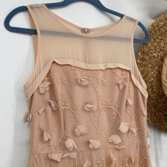 Anthropologie Eva Franco Flutter Fleur Dress Size 2 Tulle Flower Petal Pink Blus - Picture 5 of 16